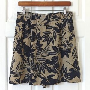 Tehama Nancy Haley 90's Vintage Leaf Printed High Waisted Mini Skort Tan Black 8